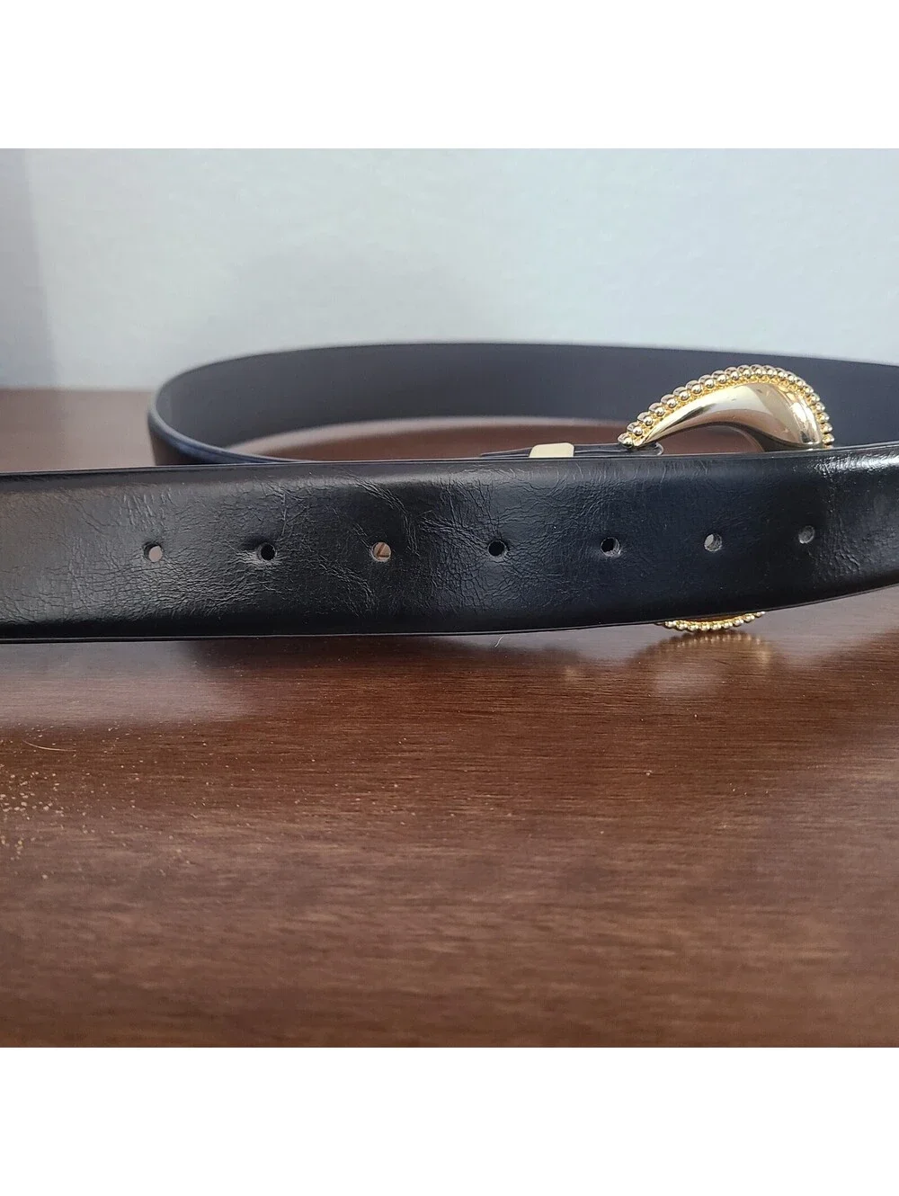 Black Dress Belt XL Gold Buckle NWOT  36